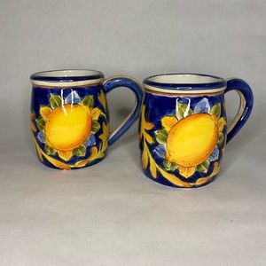 Set of 2 coffee mugs Italian style lemon design